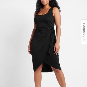 Express Body Contour Wrap Front Tie Waist Midi Dress With Built-In Shapewear